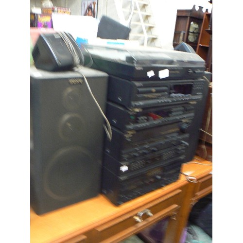 259 - LARGE SONY STACKING HI-FI SYSTEM. LBT-V502. WITH TURNTABLE. 2 PAIRS OF SPEAKERS, LARGE & ALSO SSV5