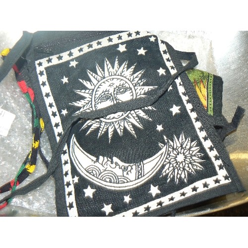 241 - 6 X [NEW] HAND-MADE INDIAN CROSS-BODY ZIPPED ETHNIC COTTON BAGS.