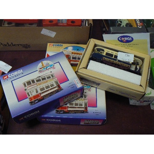 236 - 4 BOXED CORGI DIE-CAST BLACKPOOL TRAMS.