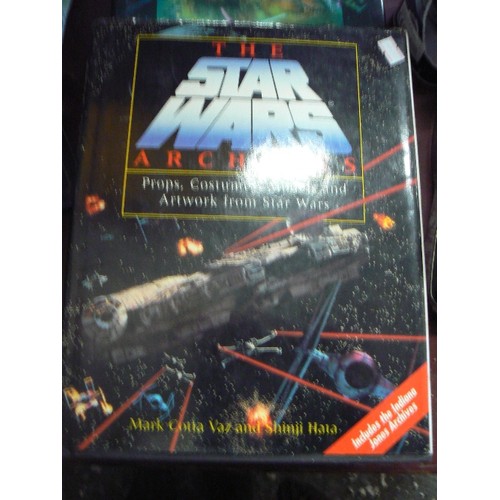 192 - STAR-WARS TRADING CARDS FOLDER WITH CONTENTS, 3 LARGE HARDBACK BOOKS- RETURN OF THE JEDI, EMPIRE STR... 