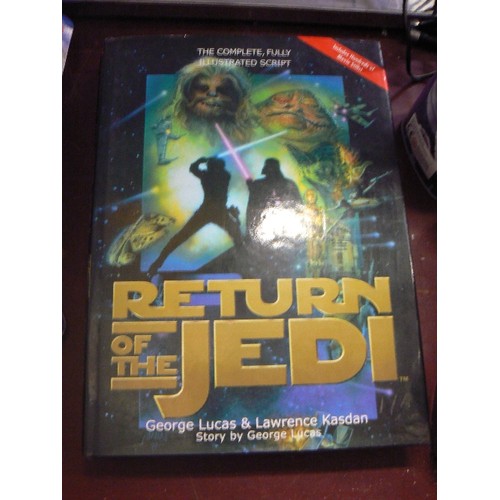 192 - STAR-WARS TRADING CARDS FOLDER WITH CONTENTS, 3 LARGE HARDBACK BOOKS- RETURN OF THE JEDI, EMPIRE STR... 