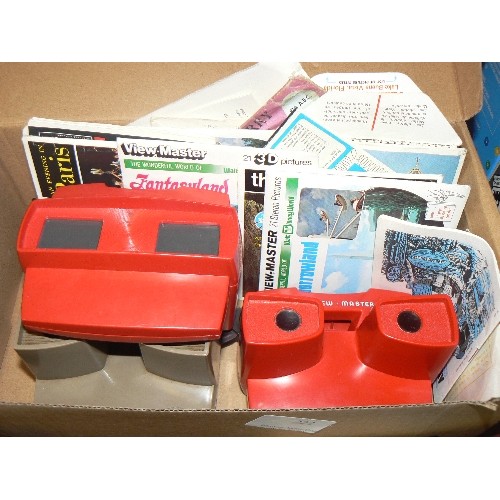 222 - 3 VINTAGE 3D VIEWMASTERS TOGETHER WITH REELS. MAINLY DISNEY AND USA THEMED.