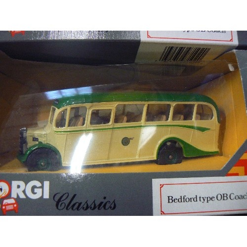 234 - 3 BOXED CORGI CLASSICS. ALL BEDFORD TYPE OB COACHES.