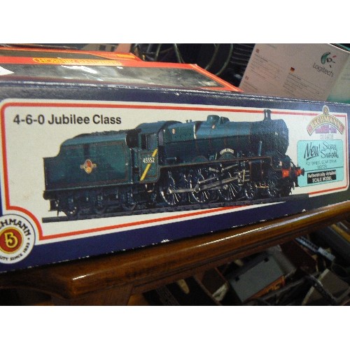 268 - BACHMANN LOCOMOTIVE. JUBILEE GALATEA LMS [RED] RUNS BUT TRACTION END ROD MISSING. WITH BOX