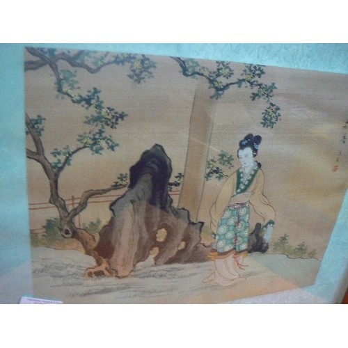 311 - AN ORIENTAL PAINTING ON FABRIC