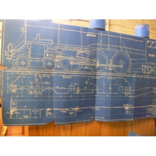 322 - VINTAGE BLUE-PRINT LOCOMOTIVE/TRAIN, SECTIONAL DRAWINGS.