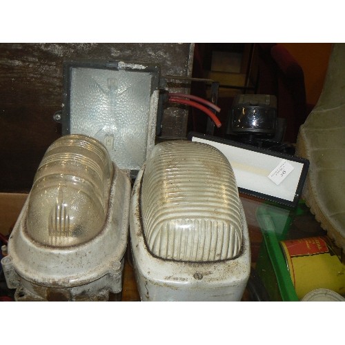 345 - 2 X BULKHEAD LIGHTS, AND 2 SECURITY LIGHTS.