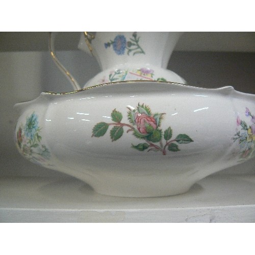 56D - AYNSLEY 'WILD TUDOR' BOWL AND JUG. PRETTY FLORAL WITH GOLD EDGING.