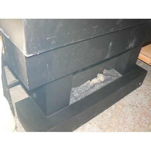 406 - PAIR OF CONTEMPORARY ELECTRIC FIRES WITH FLAME EFFECT. BLACK SURROUND