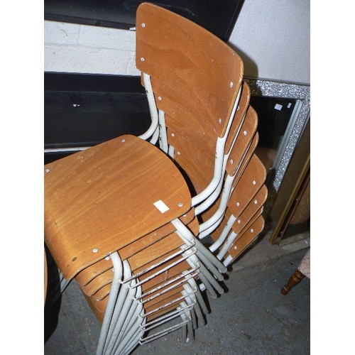 418 - SET OF 9 SCHOOL STACKING CHAIRS, POSSIBLE FRENCH