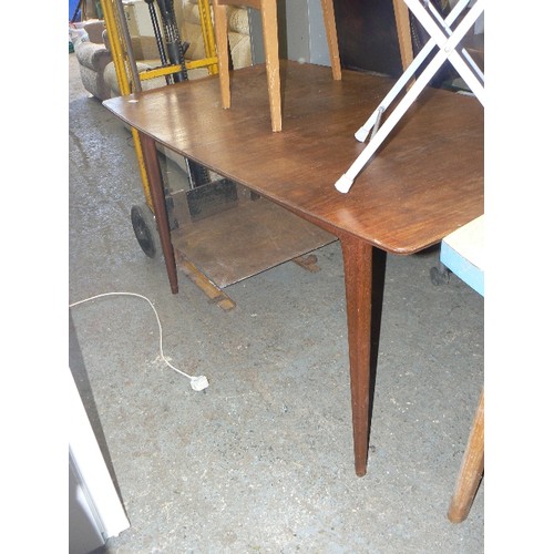 398 - MID CENTURY TEAK EXTENDING DINING TABLE