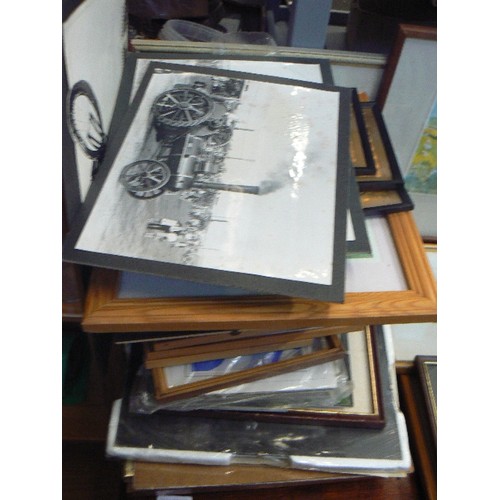 376 - QUIRKY SMALL FRAMED PICTURES PLUS MANY EMPTY CLIP FRAMES PLUS OTHERS