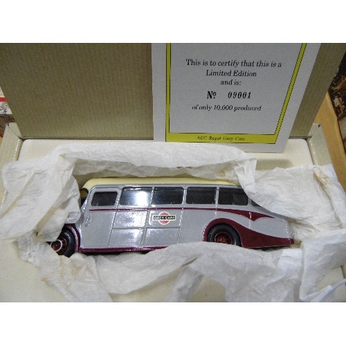 265 - 3 BOXED CORGI DIE-CAST VEHICLES. A REMOVAL VAN AND 2 X COACHES.