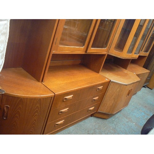 447 - G-PLAN TEAK 6 UNIT AND CORNER SECTION TO MAKE COMPLETE UNIT - VERY NICE, WITH LIGHTS