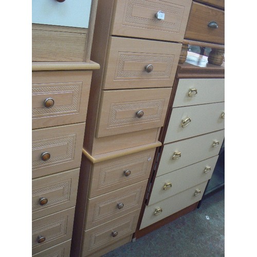 429 - ARISTON FINE FURNITURE MAPLE EFFECT CHEST OF 5 DRAWERS AND 2 BEDSIDES CABINETS