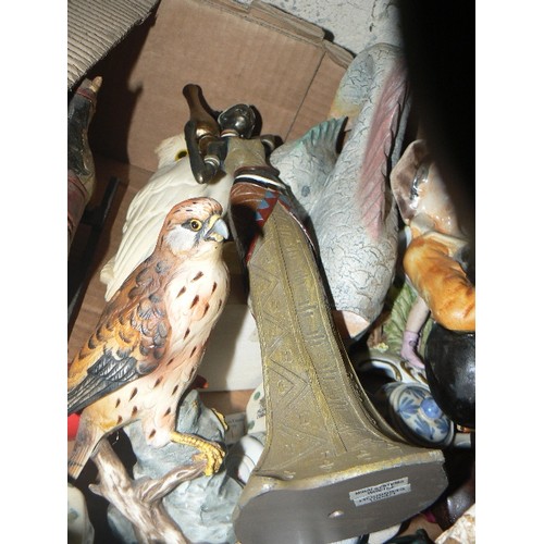 314B - BOX OF MIXED FIGURINES AND ANIMAL FIGURES