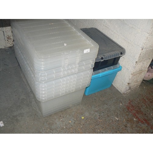 458 - QUANTITY OF PLASTIC STACKING CRATES WITH LIDS