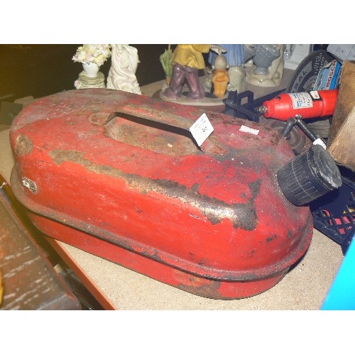 465 - VINTAGE RED PETROL CAN AND BLOW TORCH