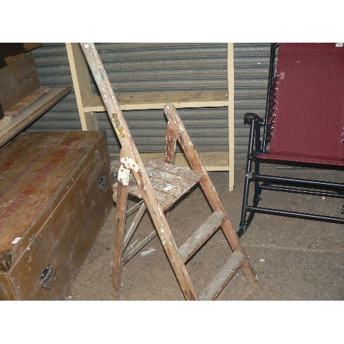 483 - WOODEN STEP LADDER WITH HAND HOLD