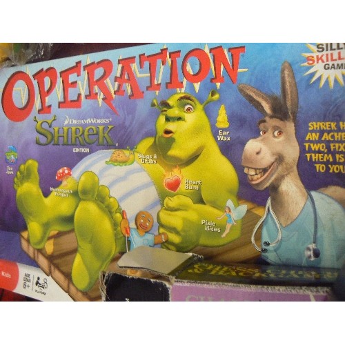 218 - CHESS, CHEQUERS & BACKGAMMON GAME, SHREK-OPERATION, ALEKSANDER MEERCAT WITH BOX & CERTS, VINTAGE WOO... 