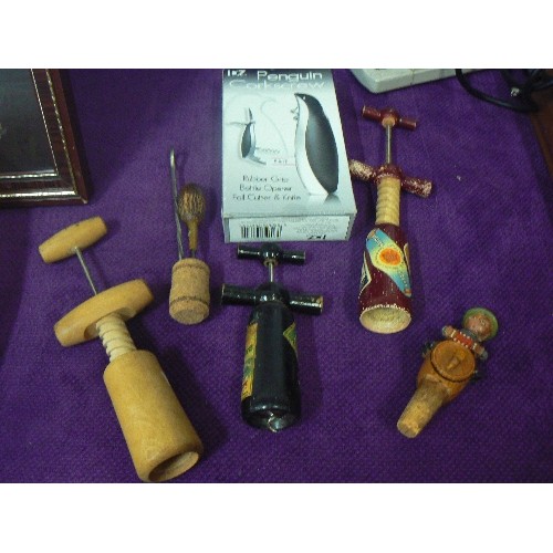 112 - VINTAGE BREWERIANA. UNUSUAL CORKSCREWS, STOPPERS ETC.