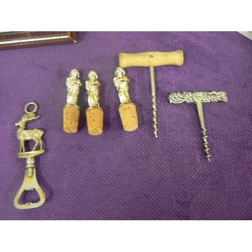 112 - VINTAGE BREWERIANA. UNUSUAL CORKSCREWS, STOPPERS ETC.