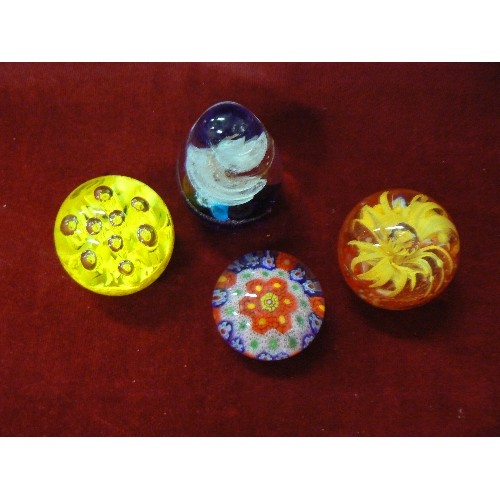 71 - 4 COLOURFUL GLASS PAPERWEIGHTS