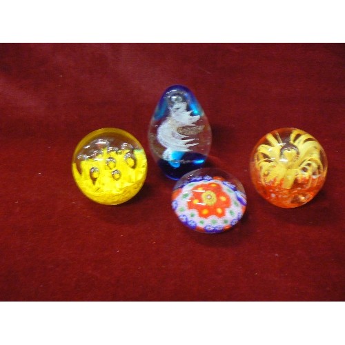 71 - 4 COLOURFUL GLASS PAPERWEIGHTS