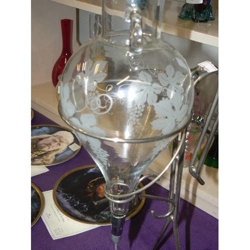 78 - SILVER PLATE AND GLASS WINE WARMER PLUS BOTTLE COASTER