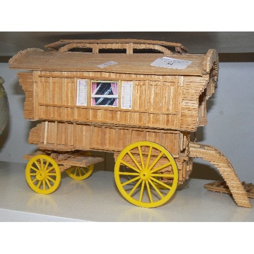 84 - MATCHSTICK MODEL OF A ROMANY GYPSY CARAVAN