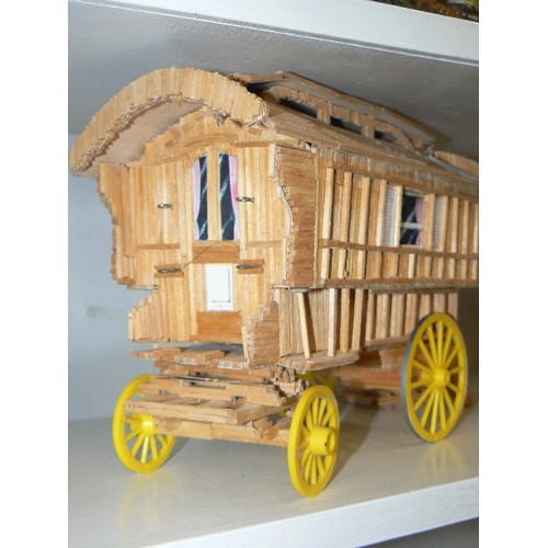 84 - MATCHSTICK MODEL OF A ROMANY GYPSY CARAVAN