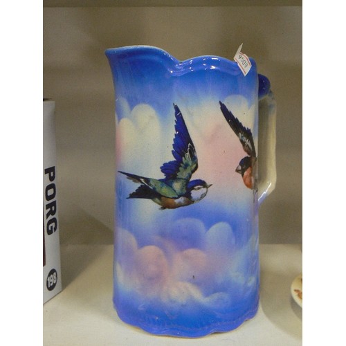 89 - STAFFORDSHIRE JUG WITH BIRDS CIRCA 1930'S