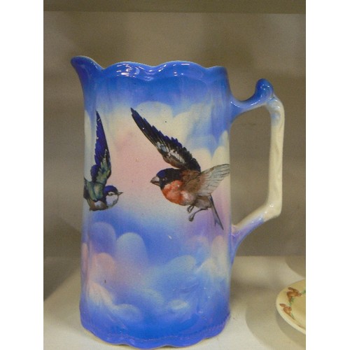 89 - STAFFORDSHIRE JUG WITH BIRDS CIRCA 1930'S