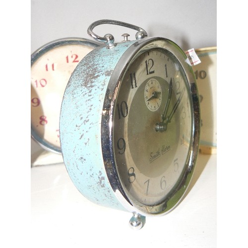 92 - 4 VINTAGE ALARM CLOCKS INCLUDING SMITHS AND WESTCLOX