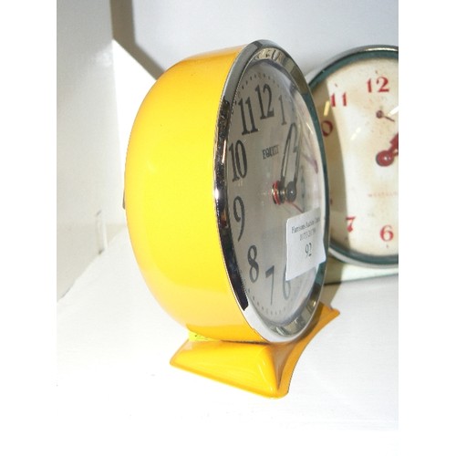 92 - 4 VINTAGE ALARM CLOCKS INCLUDING SMITHS AND WESTCLOX