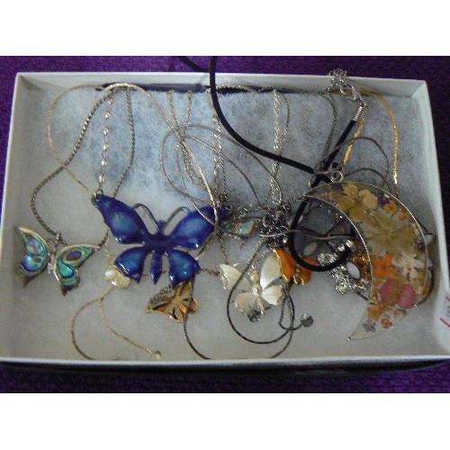 76 - BOX OF COSTUME NECKLACES, MANY OF THEM BUTTERFLIES