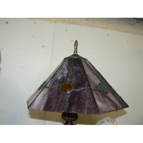 128 - ART DECO STYLE LAMP WITH METAL BASE AND GLASS SHADE