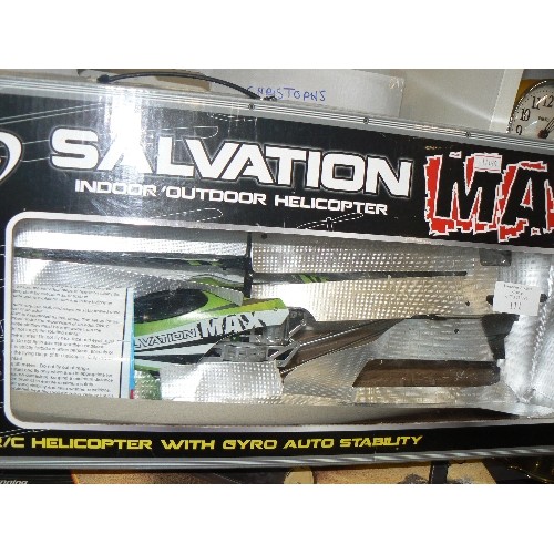 111 - SALVATION MAX INDOOR/OUTDOOR RADIO CONTROLLED HELICOPTER BOXED