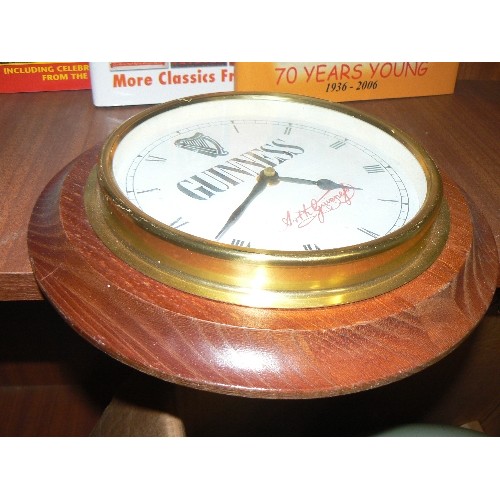 164 - GUINNESS WALL CLOCK WITH WOODEN SURROUND