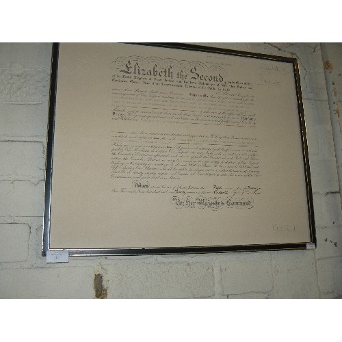 181 - FRAMED ELIZABETH II ROYAL APPOINTMENT CERTIFICATE 1970