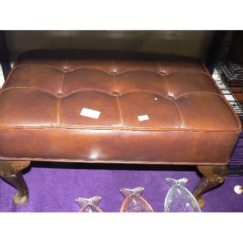 193 - LARGE BROWN LEATHER FOOTSTOOL