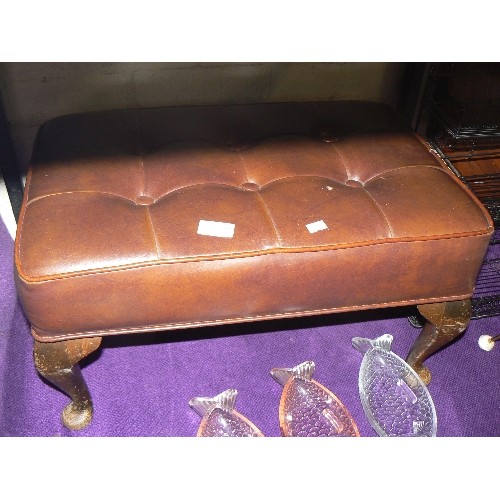 193 - LARGE BROWN LEATHER FOOTSTOOL