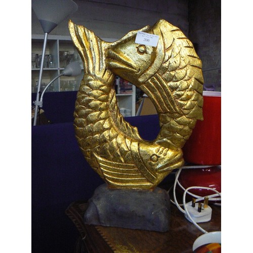 206 - LARGE GOLD COLOURED FISH ORNAMENT