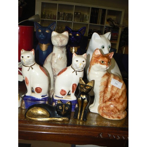 208 - NICE COLLECTION OF CAT ORNAMENTS, SOME EGYPTIAN.