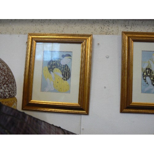 170 - FRAMED AND GLAZED PAIR OF ORIENTAL LADY PICTURES SIGNED