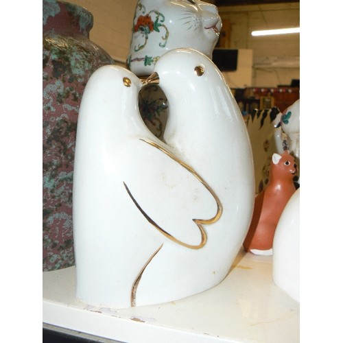 223 - CERAMIC WHITE AND GOLD FIGURE DEPICTING A PAIR OF BIRDS BY NADAL