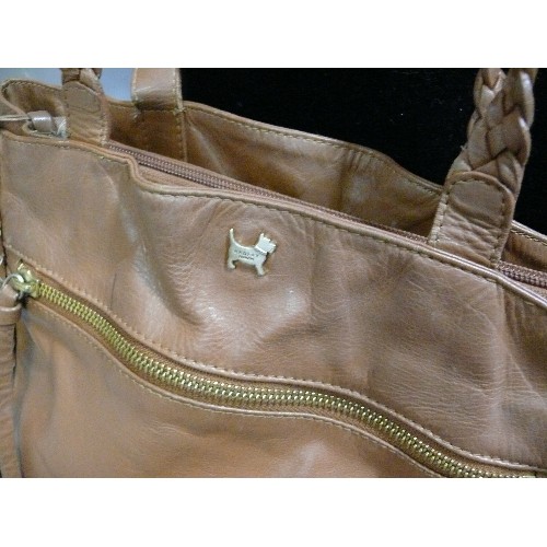 59 - RADLEY HANDBAG, GENUINE, IN TAN LEATHER WITH GOLD DOG LOGO