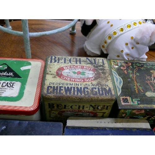 271 - SELECTION OF VINTAGE TINS INCLUDING A BEECH NUT PEPPERMINT FLAVOUR CHEWING GUM TIN