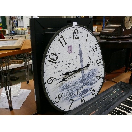 300 - LARGE ROUND PARISIAN THEMED CLOCK APPROX 24