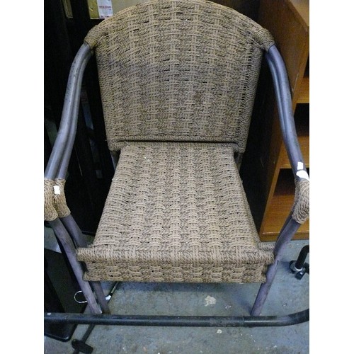 1043 - PAIR OF WICKER AND METAL CHAIRS